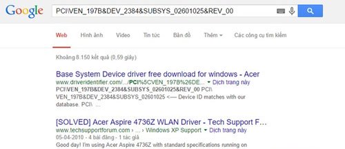Các bước tìm driver phần cứng Windows