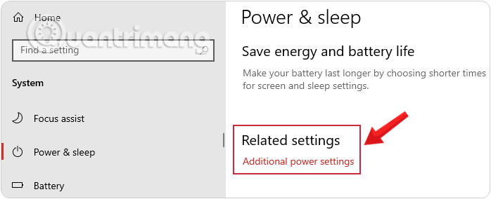 Chọn Additional Power Settings để mở Power Options Windows 10
