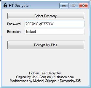 Bạn nhấp đúp vào tệp hidden-tear-decrypter.exe để khởi động chương trình. Khi chương trình đã được khởi chạy