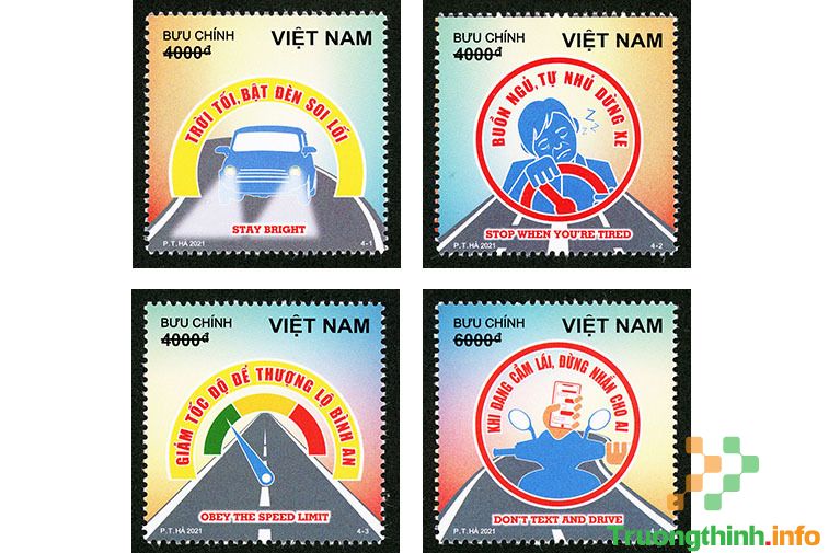 Tuyên truyền 4 quy tắc an toàn giao thông đường bộ trên tem bưu chính