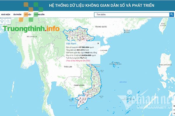 Số hóa bản đồ Việt Nam với các dữ liệu thống kê về dân số, xã hội